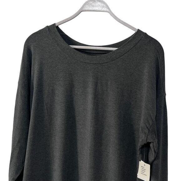 ALFANI WOMENS LARGE SOFT LONG-SLEEVE LOUNGE SLEEP TOP CHARCOAL HEATHER GRAY NEW - Picture 6 of 12